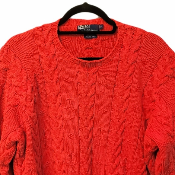 Polo Ralph Lauren Sweaters - Polo R. Lauren Red Hand Knit Cotton Sweater Sz XL